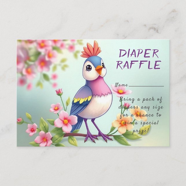 Niedlich Blue Pink Bird Floral Baby Dusche Begleitkarte (Vorderseite)