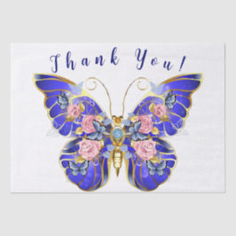 Niedlich Blue Pink Gold Butterfly Floral Vielen Da Seidenpapier