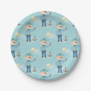 Niedlich Blue Pirate Boy Pappteller