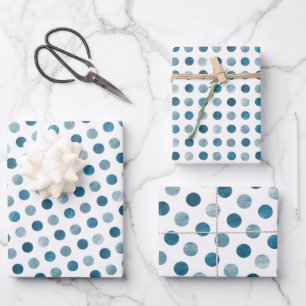 Niedlich Blue Polka Dots Modernes & elegantes Weih Geschenkpapier Set