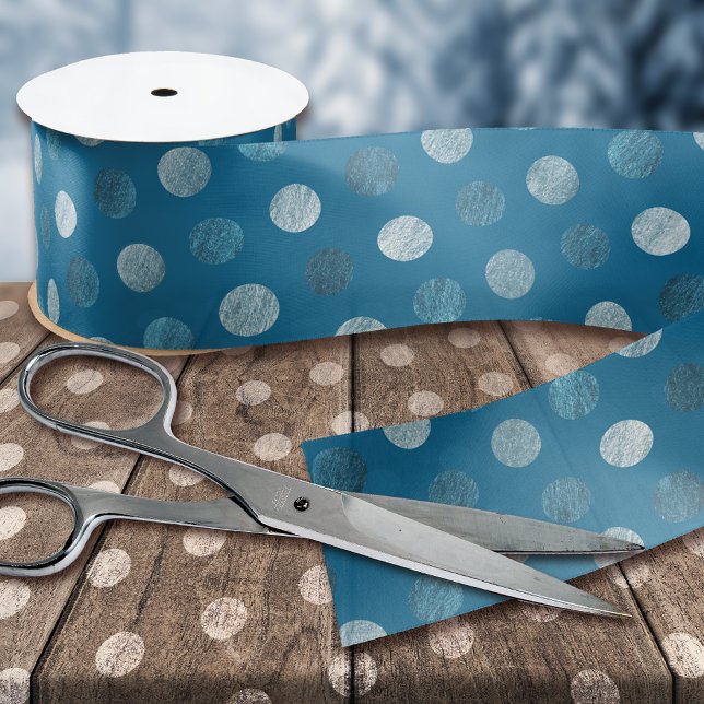 Niedlich Blue Polka Dots Modernes & elegantes Weih Satinband (Von Creator hochgeladen)