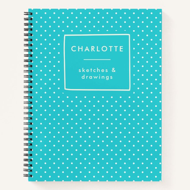 Niedlich Blue Polka Dots Personalisiert Kids Sketc Notizbuch (Vorderseite)