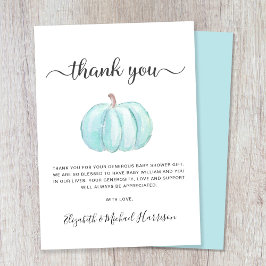 Niedlich Blue Pumpkin Baby Boy Dusche Dankeskarte