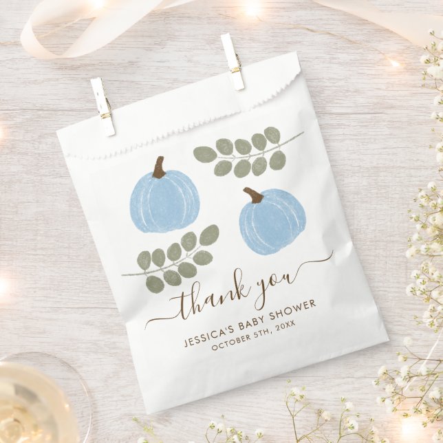 Niedlich Blue Pumpkin Eucalyptus Fall Boy Baby Dus Geschenktütchen (Ausgeschnitten)