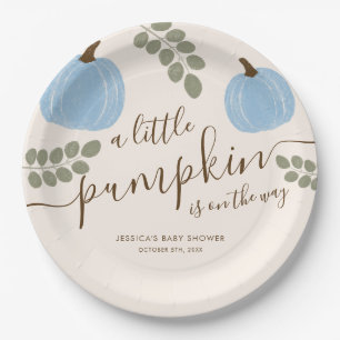 Niedlich Blue Pumpkin Eucalyptus Fall Boy Baby Dus Pappteller