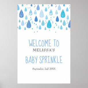 Niedlich Blue Raindrops Baby Sprinkle / Dusche Wil Poster