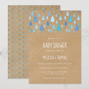 Niedlich Blue Raindrops Paare Babydusche / Sprinkl Einladung