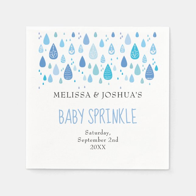 Niedlich Blue Raindrops Paare Kinderdusche / Sprin Serviette (Vorderseite)