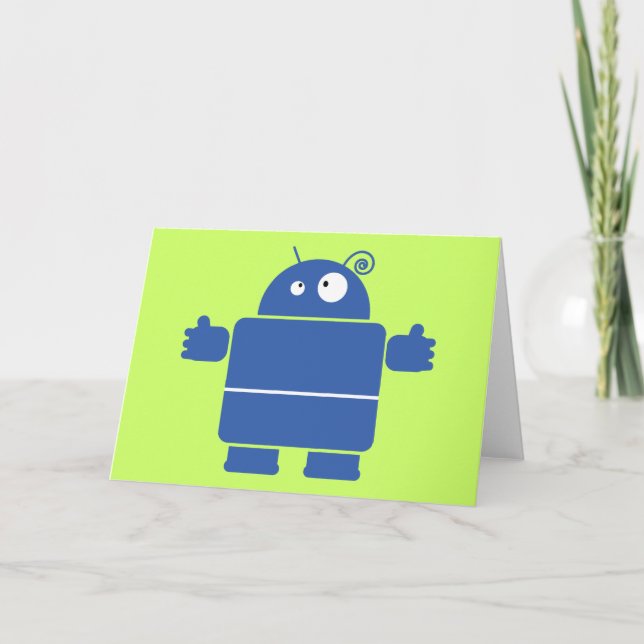 Niedlich Blue Robot Grußkarte Karte (Vorderseite)