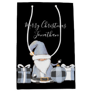 Niedlich Blue Santa Gnome mit Geschenken Mittlere Geschenktüte