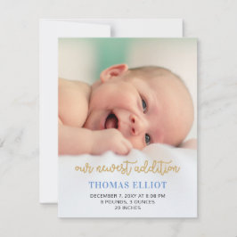 Niedlich Blue Script Foto Baby Ankündigung