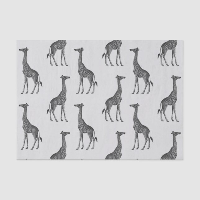 Niedlich Blue Silver Giraffe Print Seidenpapier (Vorderseite)