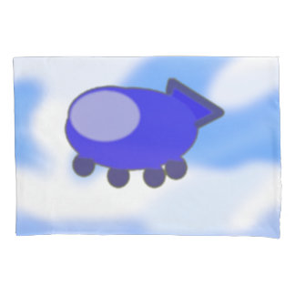 Niedlich Blue Spaceship Französisch Blue Clouds Pi Kissenbezug
