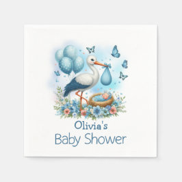 Niedlich Blue Stork Boy Babydusche Napkins Serviette