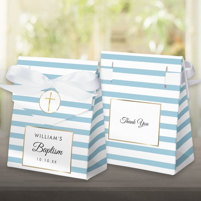 Niedlich Blue Stripe Taufe Christening Fvor Box Geschenkschachtel (Cute Blue Stripe Baptism Christening Favor Box)