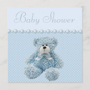 Niedlich Blue Teddy Bear Baby Boy Dusche Einladung