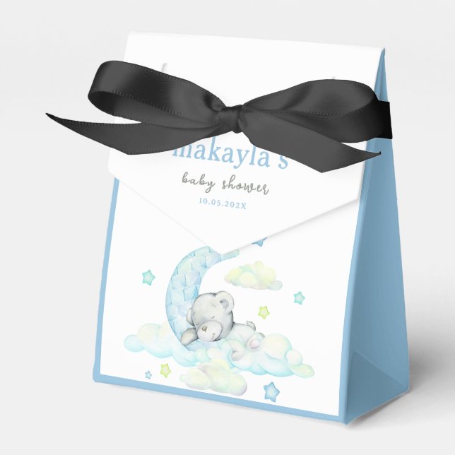 Niedlich Blue Teddy Bear Baby Dusche Vielen Dank Geschenkschachtel (Vorderseite)
