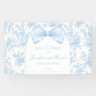 Niedlich Blue Toile Bow Krawatte Baby Dusche Begrü Banner