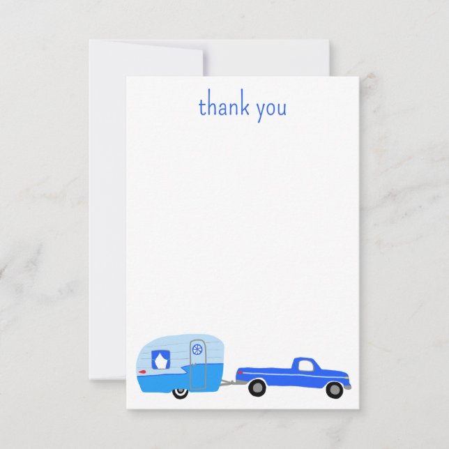 Niedlich Blue Truck & Trailer BABY SHOWER Custom Dankeskarte (Vorderseite)