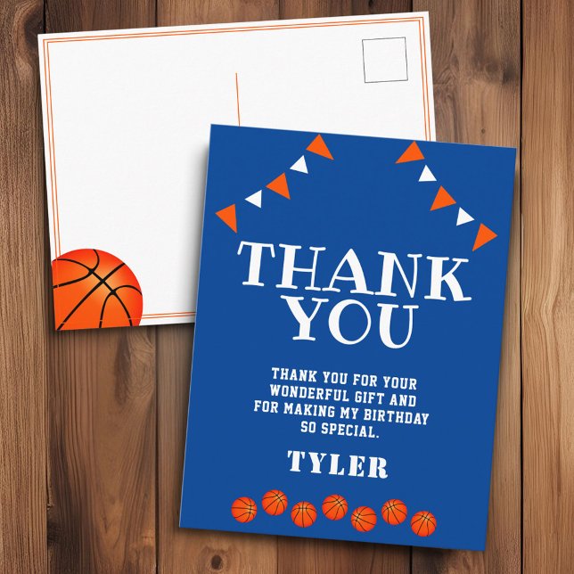 Niedlich Blue und Orange Sports Basketball Geburts Postkarte (Von Creator hochgeladen)