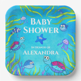 Niedlich Blue Under Sea Boy Baby Shower Napkins Cl Pappteller