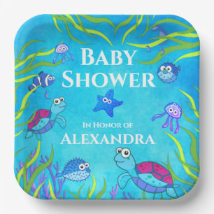 Niedlich Blue Under Sea Boy Baby Shower Napkins Cl Pappteller