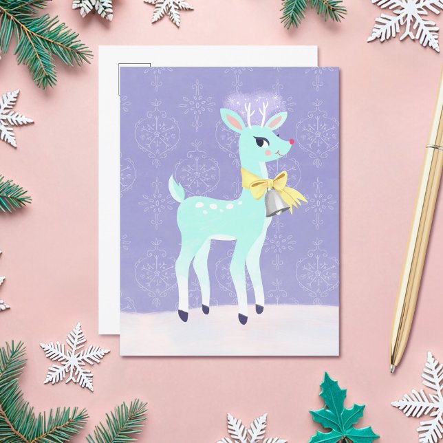 Niedlich Blue Vintag Reindee Postkarte (Von Creator hochgeladen)