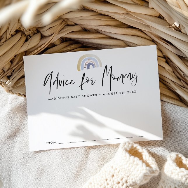 Niedlich Blue Watercolor Rainbow Baby Dusche Hinweiskarte (Von Creator hochgeladen)