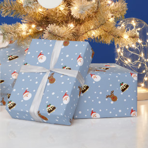 Niedlich Blue Weihnachten Pudding-Geschenk Geschenkpapier