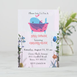 Niedlich Blue Whale Baby Dusche Einladung