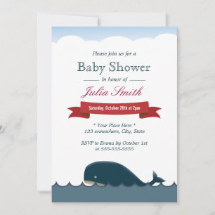 Niedlich Blue Whale & Sea Baby Dusche Einladungen