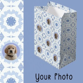 Niedlich Blue White Christmas Hund Lover Pet Mamas Mittlere Geschenktüte