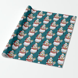 Niedlich Blue White Christmas Pinguin Pattern Geschenkpapier