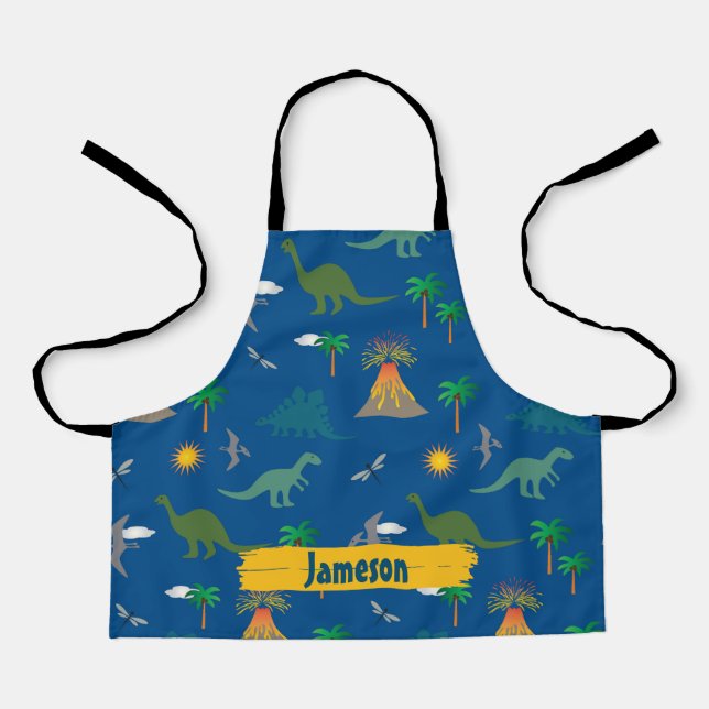Niedlich Blue Wildlife Dinosaurier Muster Personal Schürze (Vorderseite)