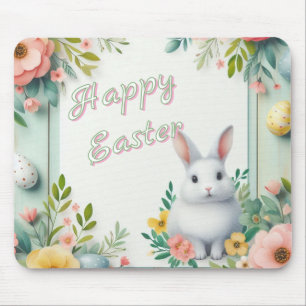 Niedlich, blumenfreudig Osterhase Mousepad