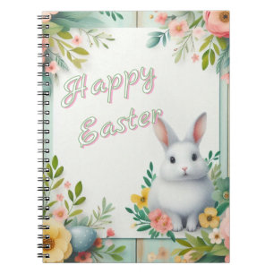 Niedlich, blumenfreudig Osterhase Notizblock