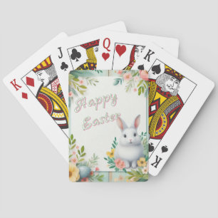Niedlich, blumenfreudig Osterhase Spielkarten