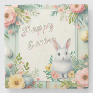 Niedlich, blumenfreudig Osterhase Steinuntersetzer