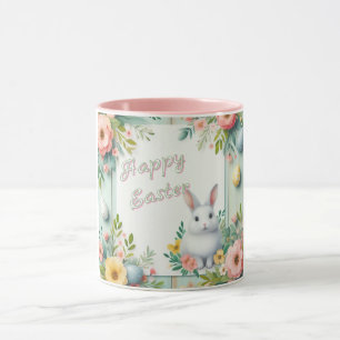 Niedlich, blumenfreudig Osterhase Tasse