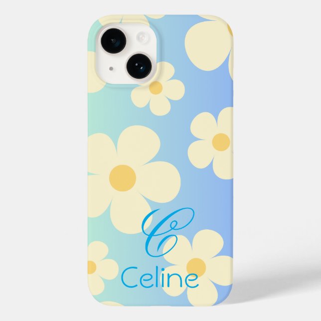 niedlich blumenorange blau Personalisiert Case-Mate iPhone 14 Hülle (Rückseite)