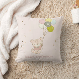 Niedlich Blush Bärenballon Girl Monogram Baby Kind Kissen