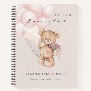Niedlich Blush Bearly Wait Bear Balloon Babydusche Notizbuch