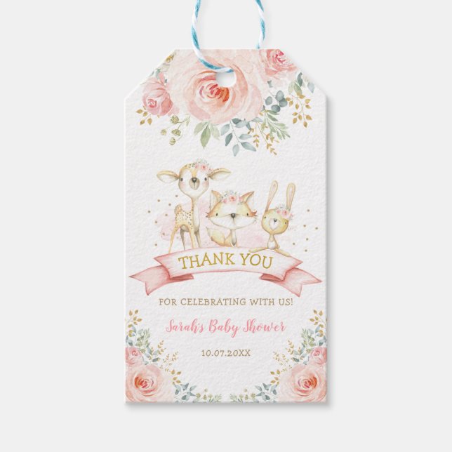 Niedlich Blush Blumenwald Kinderdusche Geschenkanhänger (Vorderseite)