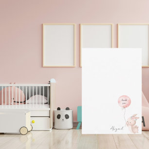 Niedlich Blush Bunny Script Name Baby Dusche Viele Dankeskarte