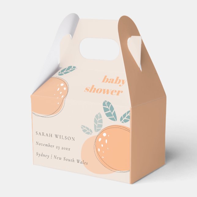 Niedlich Blush Peach Orange Fruity Bold Babydusche Geschenkschachtel (Vorderseite)