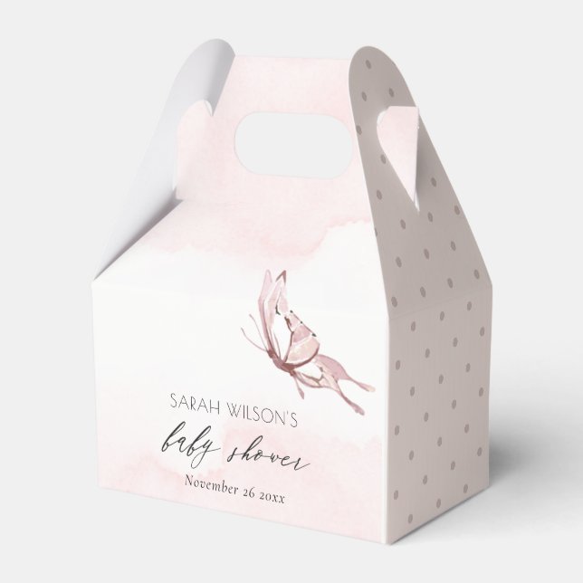 Niedlich Blush Pink Aquarell Butterfly Babydusche Geschenkschachtel (Vorderseite)