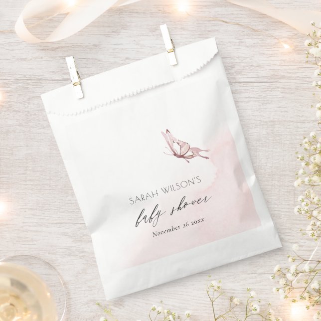Niedlich Blush Pink Aquarell Butterfly Babydusche Geschenktütchen (Ausgeschnitten)