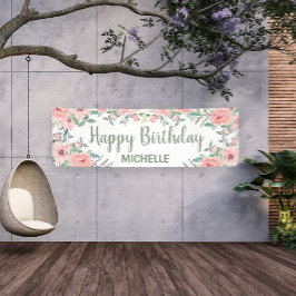 Niedlich Blush Pink Blume Glücklich Geburtstag Banner