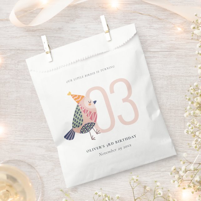 Niedlich Blush Pink Boho Birdie jedes Alter Geburt Geschenktütchen (Ausgeschnitten)