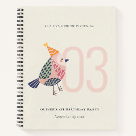 Niedlich Blush Pink Boho Birdie jedes Alter Geburt Notizbuch
